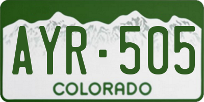 CO license plate AYR505