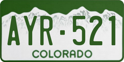 CO license plate AYR521