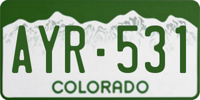 CO license plate AYR531