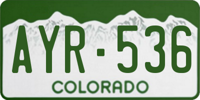 CO license plate AYR536