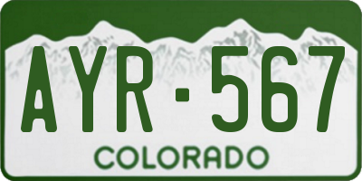 CO license plate AYR567