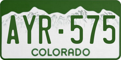 CO license plate AYR575