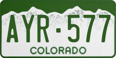 CO license plate AYR577