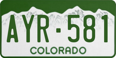 CO license plate AYR581