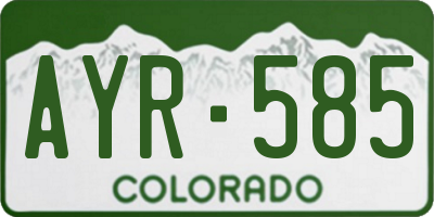 CO license plate AYR585