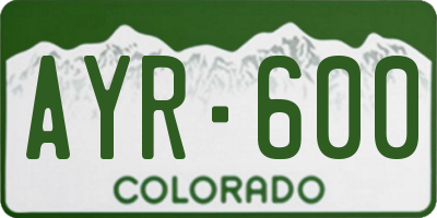 CO license plate AYR600