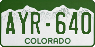 CO license plate AYR640