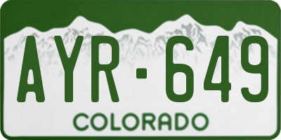 CO license plate AYR649