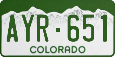 CO license plate AYR651