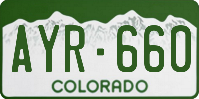 CO license plate AYR660