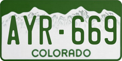 CO license plate AYR669
