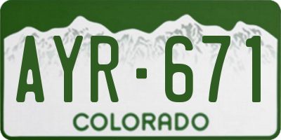 CO license plate AYR671