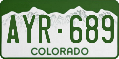 CO license plate AYR689