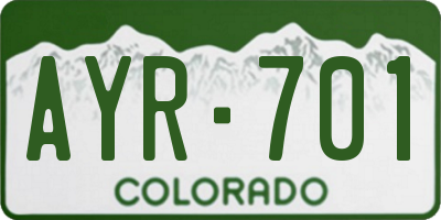 CO license plate AYR701