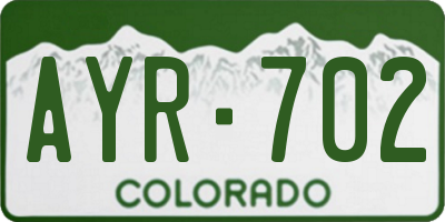 CO license plate AYR702