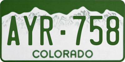 CO license plate AYR758