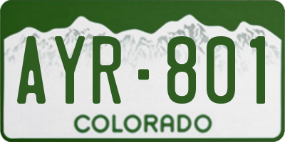 CO license plate AYR801