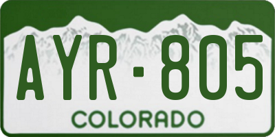 CO license plate AYR805