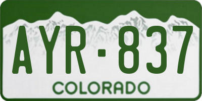 CO license plate AYR837