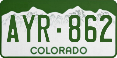 CO license plate AYR862