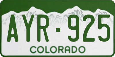 CO license plate AYR925