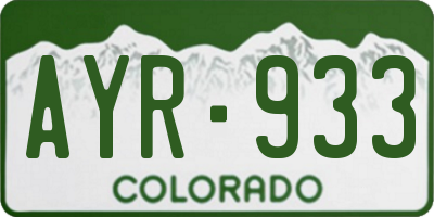 CO license plate AYR933