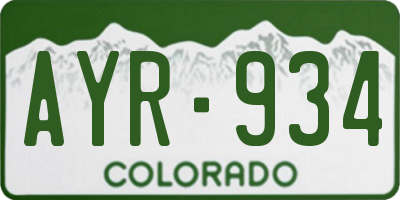 CO license plate AYR934