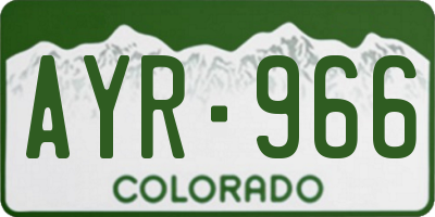 CO license plate AYR966