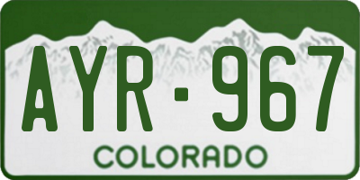 CO license plate AYR967