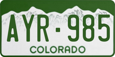 CO license plate AYR985