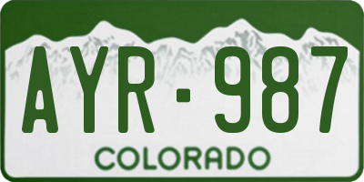 CO license plate AYR987