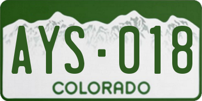 CO license plate AYS018