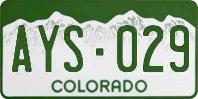 CO license plate AYS029