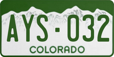 CO license plate AYS032