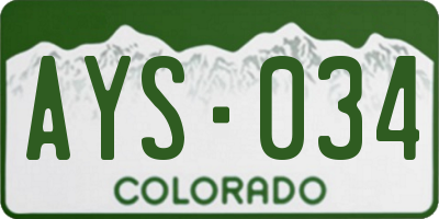 CO license plate AYS034