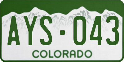 CO license plate AYS043