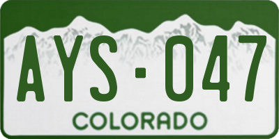CO license plate AYS047