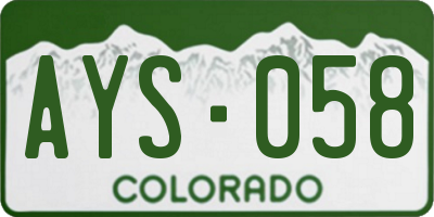 CO license plate AYS058