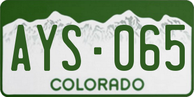 CO license plate AYS065