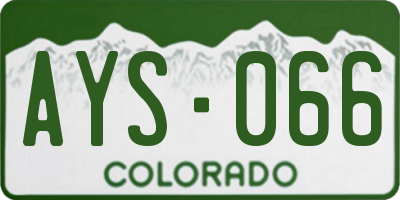CO license plate AYS066