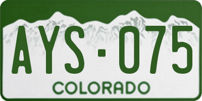 CO license plate AYS075