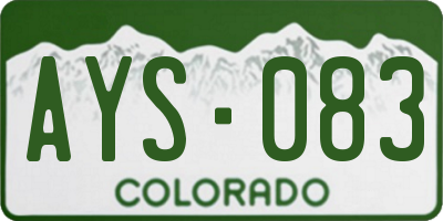 CO license plate AYS083