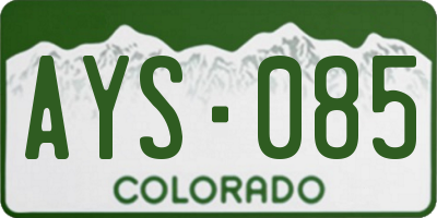 CO license plate AYS085