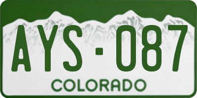 CO license plate AYS087