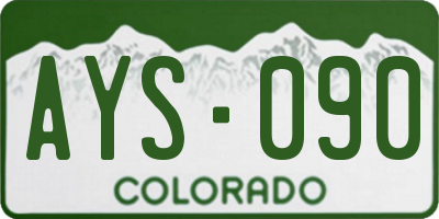 CO license plate AYS090