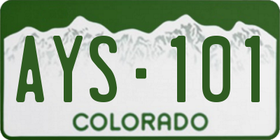 CO license plate AYS101