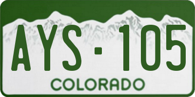 CO license plate AYS105