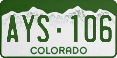 CO license plate AYS106