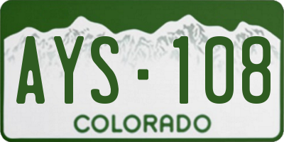 CO license plate AYS108