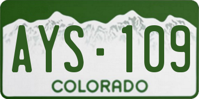 CO license plate AYS109